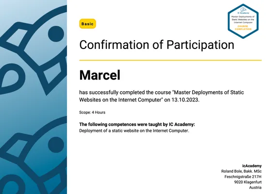 Certificate of Participation